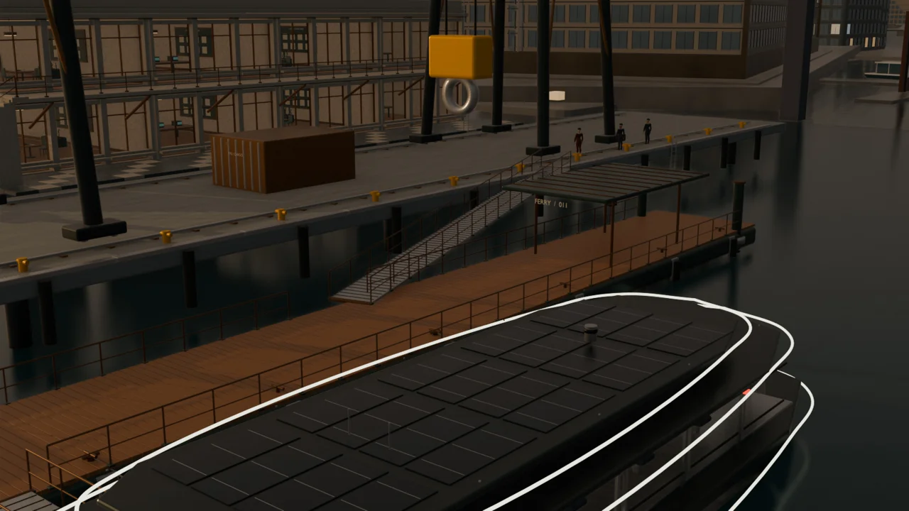 Current v49 berth and crane-yard detail.